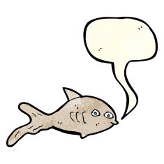 cartoon fish with speech bubble N28