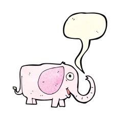 cartoon baby elephant with speech bubble N4