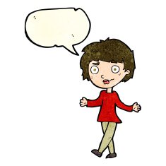 cartoon confused woman with speech bubble N33