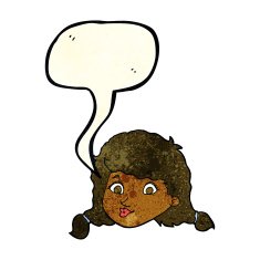 cartoon pretty female face with speech bubble N31