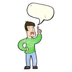 cartoon man with complaint speech bubble N4