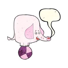 cartoon circus elephant with speech bubble N4