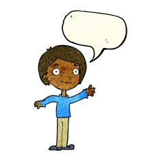 Cartoon happy boy with speech bubble N89