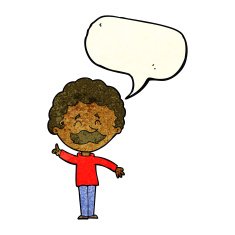 cartoon man with idea speech bubble N42