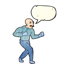 cartoon victorian boxer with speech bubble N2