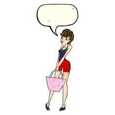 cartoon attractive woman shopping with speech bubble N4