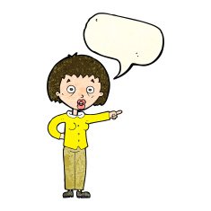 cartoon shocked woman with speech bubble N35