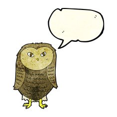 Cartoon owl with speech bubble N23