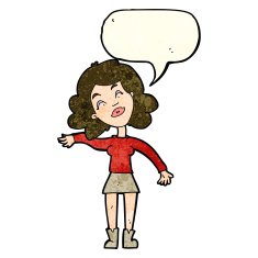 cartoon woman only joking with speech bubble N4