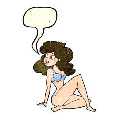 cartoon sexy woman in underwear with speech bubble N6