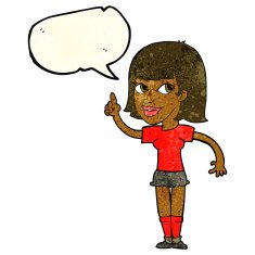 cartoon pretty girl with idea speech bubble N11
