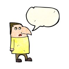 cartoon worried man with speech bubble N32