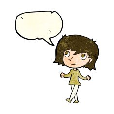 cartoon girl with no worries speech bubble N4