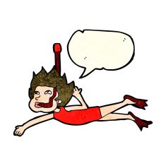 cartoon swimmer with snorkel speech bubble N4