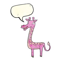 cartoon giraffe with speech bubble N4