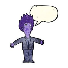cartoon vampire with speech bubble N41