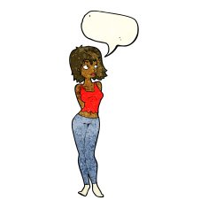 cartoon attractive girl with speech bubble N7