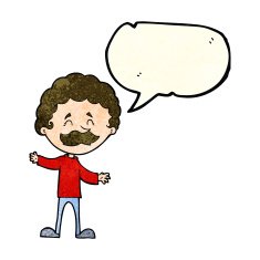 cartoon happy man with mustache speech bubble N4