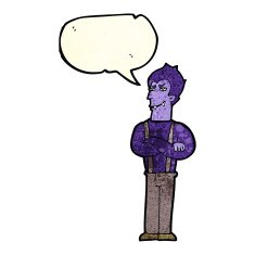 cartoon vampire with speech bubble N42
