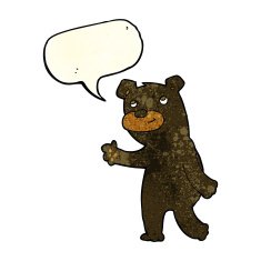 cute cartoon black bear with speech bubble N24