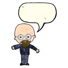 cartoon genius scientist with speech bubble N4