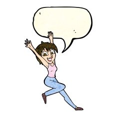 cartoon excited woman with speech bubble N52