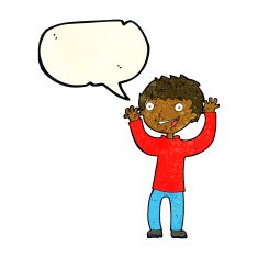 cartoon excited boy with speech bubble N52