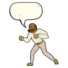 cartoon retro boxer man with speech bubble N3