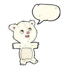 cartoon polar bear with speech bubble N27
