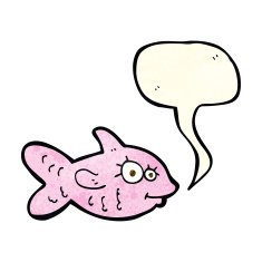 cartoon happy fish with speech bubble N6