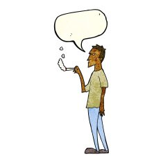 cartoon annoyed smoker with speech bubble N3