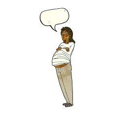 cartoon pregnant woman with speech bubble N7