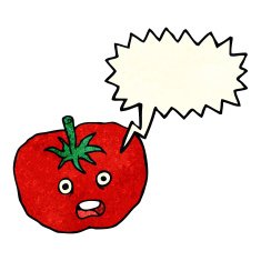 cartoon tomato with speech bubble N14
