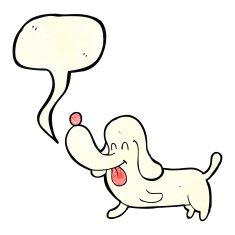 cartoon happy dog with speech bubble N26