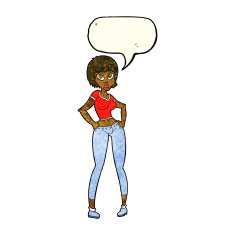 cartoon pretty woman with speech bubble N105