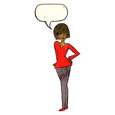 cartoon pretty woman with speech bubble N106