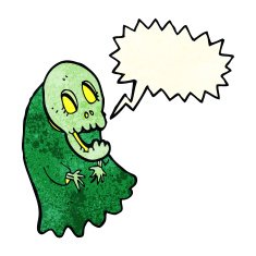 cartoon spooky ghoul with speech bubble N4