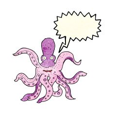 cartoon giant octopus with speech bubble N3