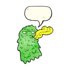 cartoon gross ghost with speech bubble N18
