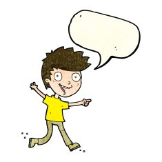 cartoon crazy excited boy with speech bubble N4