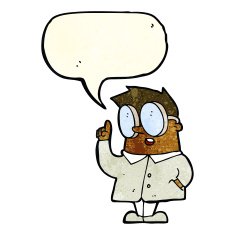 cartoon scientist with speech bubble N2