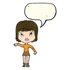 cartoon woman making gesture with speech bubble N4