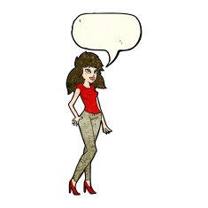 cartoon pretty woman with speech bubble N107