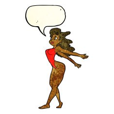 cartoon sexy woman in swimsuit with speech bubble N3