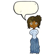 cartoon happy woman with speech bubble N96