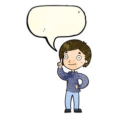 cartoon boy with idea speech bubble N35