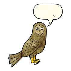 Cartoon owl with speech bubble N25