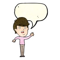 cartoon unhappy boy with speech bubble N22