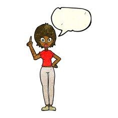 cartoon woman explaining her point with speech bubble N13