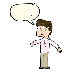 cartoon shocked man with speech bubble N43